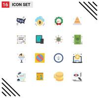 Group of 16 Flat Colors Signs and Symbols for construction blocker d season wreath Editable Pack of Creative Vector Design Elements