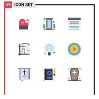 Pictogram Set of 9 Simple Flat Colors of chemistry search hotel plus add Editable Vector Design Elements