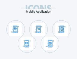 Mobile Application Blue Icon Pack 5 Icon Design. application. online shopping. app. shoping. cart vector