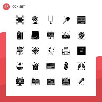 Modern Set of 25 Solid Glyphs and symbols such as layout design music application garden Editable Vector Design Elements