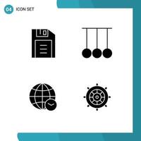 User Interface Pack of 4 Basic Solid Glyphs of floppy disk web competition sport beach Editable Vector Design Elements