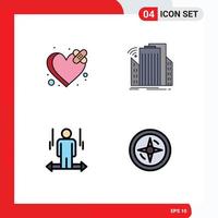 Set of 4 Modern UI Icons Symbols Signs for bandage user heart sensor arrow Editable Vector Design Elements