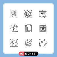 9 User Interface Outline Pack of modern Signs and Symbols of design work layers education layer telescope Editable Vector Design Elements
