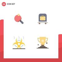 Set of 4 Commercial Flat Icons pack for pong contamination tennis trolly infection Editable Vector Design Elements