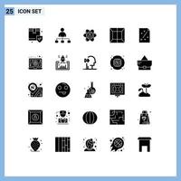 Set of 25 Vector Solid Glyphs on Grid for scan printer development talent personal Editable Vector Design Elements