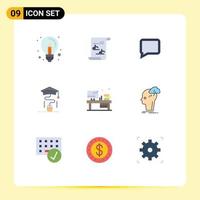 Universal Icon Symbols Group of 9 Modern Flat Colors of office education playlist online mouse Editable Vector Design Elements