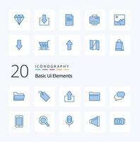 20 Basic Ui Elements Blue Color icon Pack like data file diamond download arrow vector