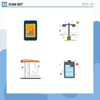 4 Universal Flat Icon Signs Symbols of graph construction mobile light machinery Editable Vector Design Elements