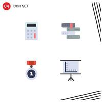 Editable Vector Line Pack of 4 Simple Flat Icons of calculator insignia books study blackboard Editable Vector Design Elements