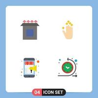 Modern Set of 4 Flat Icons Pictograph of box mobile marketing gesture online regular Editable Vector Design Elements