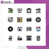 16 Universal Flat Color Filled Line Signs Symbols of online consulting checklist communication architecture Editable Creative Vector Design Elements