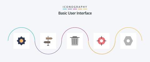 Basic Flat 5 Icon Pack Including settings. ux. delete. ui. essential vector