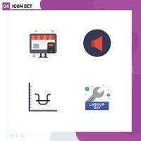 Flat Icon Pack of 4 Universal Symbols of buy graph marketing volume day Editable Vector Design Elements