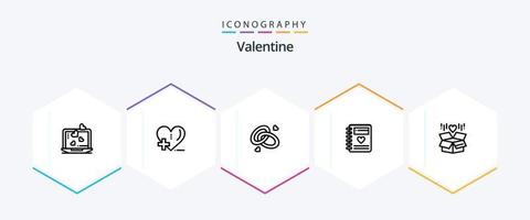 Valentine 25 Line icon pack including engagment. love. love. day. valentine vector