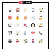 Mobile Interface Flat Color Set of 25 Pictograms of directions arrows alms mute education Editable Vector Design Elements