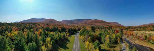 Colorful Hunter Mountain in upstate New York during peak fall foliage. photo