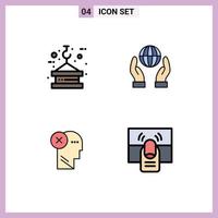 Universal Icon Symbols Group of 4 Modern Filledline Flat Colors of crane brain rope conservation head Editable Vector Design Elements