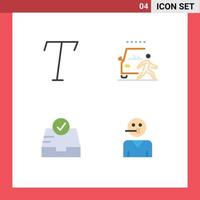 Set of 4 Vector Flat Icons on Grid for font mailbox car road people Editable Vector Design Elements