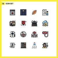 Modern Set of 16 Flat Color Filled Lines and symbols such as coding sport person rugby ball football Editable Creative Vector Design Elements