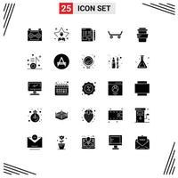 25 iconos creativos, signos y símbolos modernos de estudio, deporte, estudiante, monopatín, lápiz, elementos de diseño vectorial editables vector