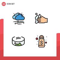 4 User Interface Filledline Flat Color Pack of modern Signs and Symbols of weather view cloud soap sugar Editable Vector Design Elements