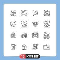 Stock Vector Icon Pack of 16 Line Signs and Symbols for leaf mail video game setting seo Editable Vector Design Elements