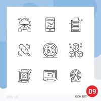 9 Universal Outlines Set for Web and Mobile Applications science life ecology biology duster Editable Vector Design Elements