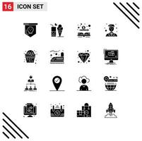 Stock Vector Icon Pack of 16 Line Signs and Symbols for cupcake site cone man money Editable Vector Design Elements