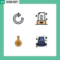 Pictogram Set of 4 Simple Filledline Flat Colors of arrow reaction email office target Editable Vector Design Elements