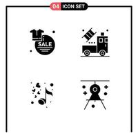 Set of 4 Commercial Solid Glyphs pack for clothes love sale truck romantic Editable Vector Design Elements