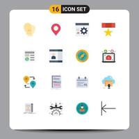 16 Universal Flat Colors Set for Web and Mobile Applications star medal browser badge programming Editable Pack of Creative Vector Design Elements