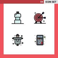 Set of 4 Vector Filledline Flat Colors on Grid for water farm achievement marketing scarecrow Editable Vector Design Elements