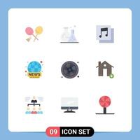 Universal Icon Symbols Group of 9 Modern Flat Colors of game lucky albums news broadcasting Editable Vector Design Elements