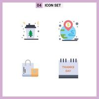 paquete de interfaz de usuario de 4 iconos planos básicos de bolsa de café mercado de inversión caliente elementos de diseño vectorial editables vector