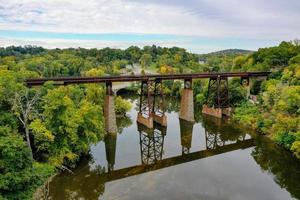 Aerial view of the CSX - Catskill Creek Bridge in Catskill, New York. photo