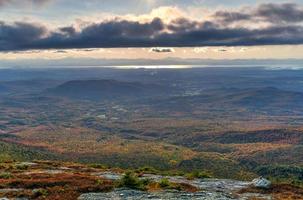 Vermont Fall Foliage in forest on Mount Mansfield in Vermont, USA photo