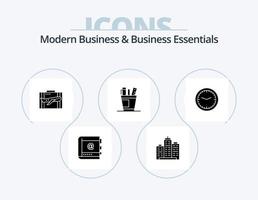 negocios modernos y elementos esenciales de negocios glifo icono paquete 5 diseño de iconos. caso. equipaje. arquitectura. viajar. propiedad vector