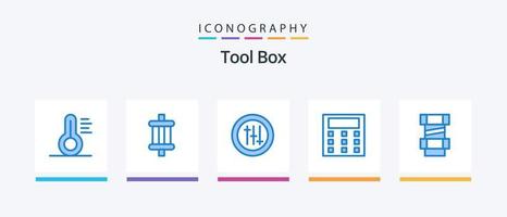 paquete de iconos de herramientas azul 5 que incluye . ingeniería. preferencias construcción. Matemáticas. diseño de iconos creativos vector