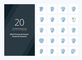 20 Mind Process And Human Features Blue Color icon for presentation vector