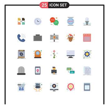 Pack of 25 creative Flat Colors of working stop navigation rest support Editable Vector Design Elements