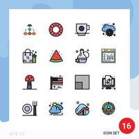 Modern Set of 16 Flat Color Filled Lines Pictograph of management cloud safety finance coffee Editable Creative Vector Design Elements