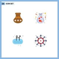 Flat Icon Pack of 4 Universal Symbols of pot gym pongal charity pool Editable Vector Design Elements