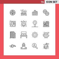 User Interface Pack of 16 Basic Outlines of chinese coins building real office Editable Vector Design Elements