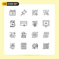 Set of 16 Modern UI Icons Symbols Signs for finance response vegetables relationship estimation Editable Vector Design Elements