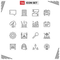 Mobile Interface Outline Set of 16 Pictograms of code real clothes map estate Editable Vector Design Elements