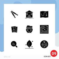 Pictogram Set of 9 Simple Solid Glyphs of pass card savings id route Editable Vector Design Elements