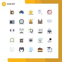 25 Universal Flat Color Signs Symbols of analysis file celebration research star Editable Vector Design Elements