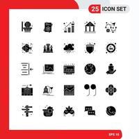 Editable Vector Line Pack of 25 Simple Solid Glyphs of design creative currency finance bank Editable Vector Design Elements