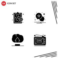 Stock Vector Icon Pack of 4 Line Signs and Symbols for performance management broadcast notification interface show Editable Vector Design Elements