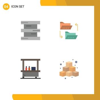 Pack of 4 Modern Flat Icons Signs and Symbols for Web Print Media such as biochemistry drink hazardous file park Editable Vector Design Elements